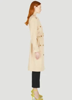 Double-Breasted Collarless Trench Coat