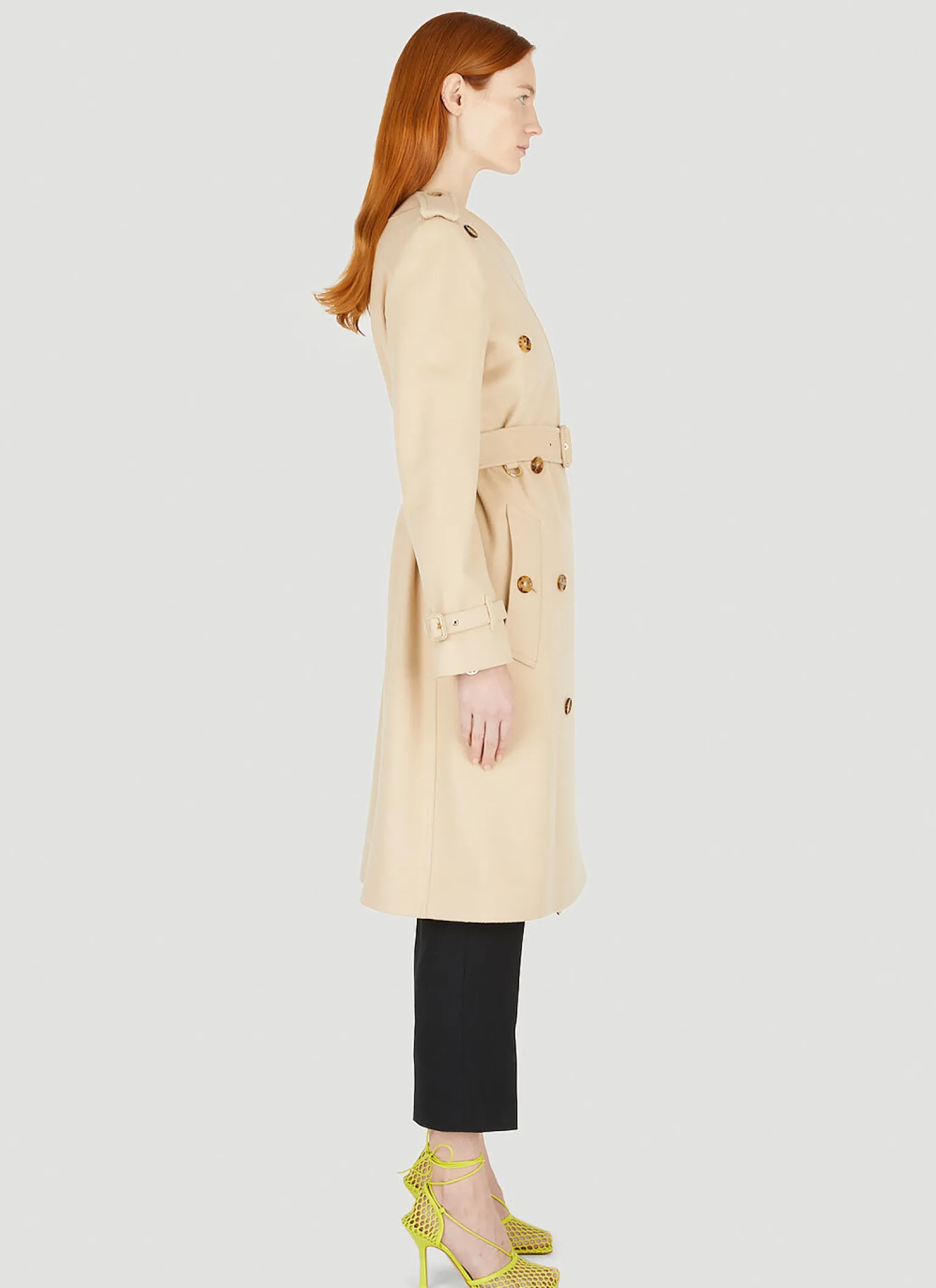 Double-Breasted Collarless Trench Coat