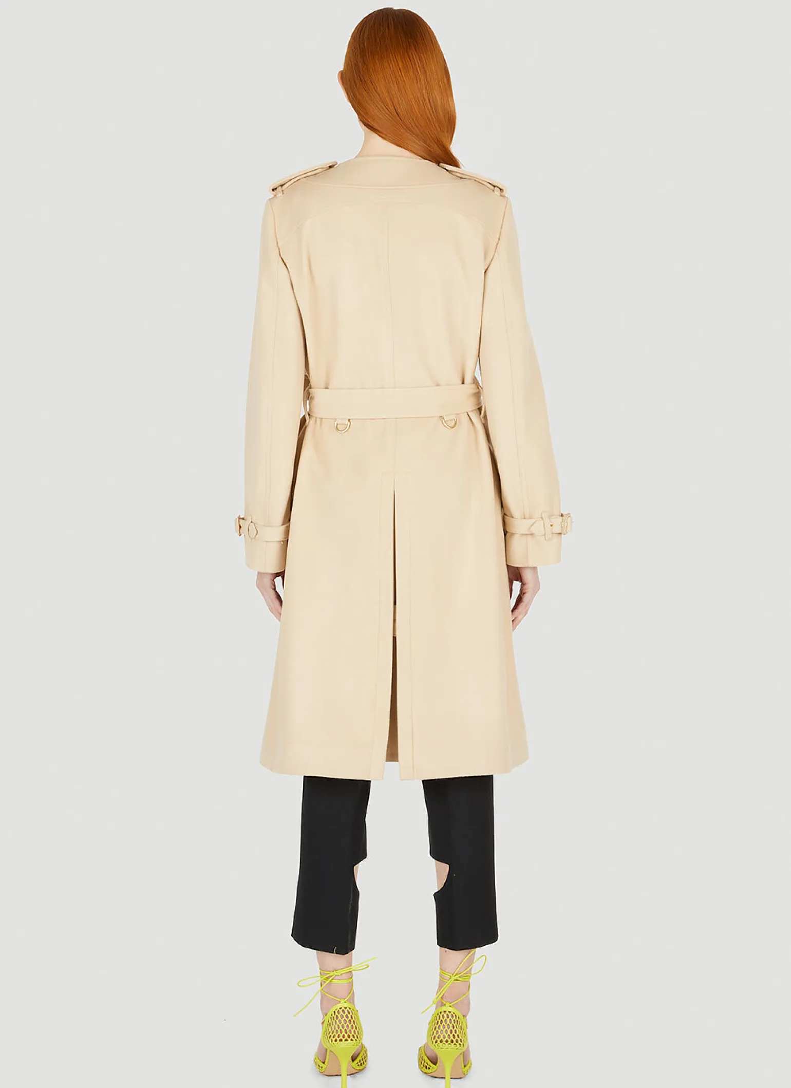 Double-Breasted Collarless Trench Coat