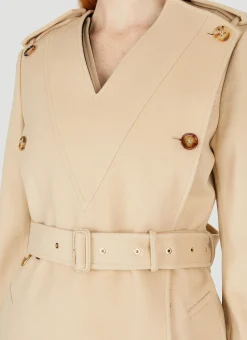Double-Breasted Collarless Trench Coat