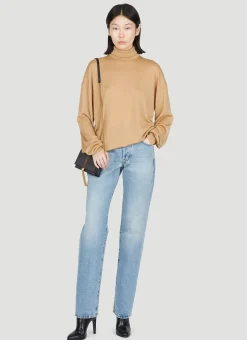 Fine-Knit Slouchy Rollneck Sweater