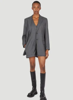 Pinstriped Wool Blazer