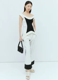 Pointed Contrast Ribbed Top