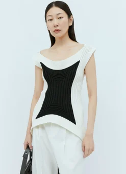 Pointed Contrast Ribbed Top