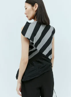 Pointed Contrast Ribbed Top